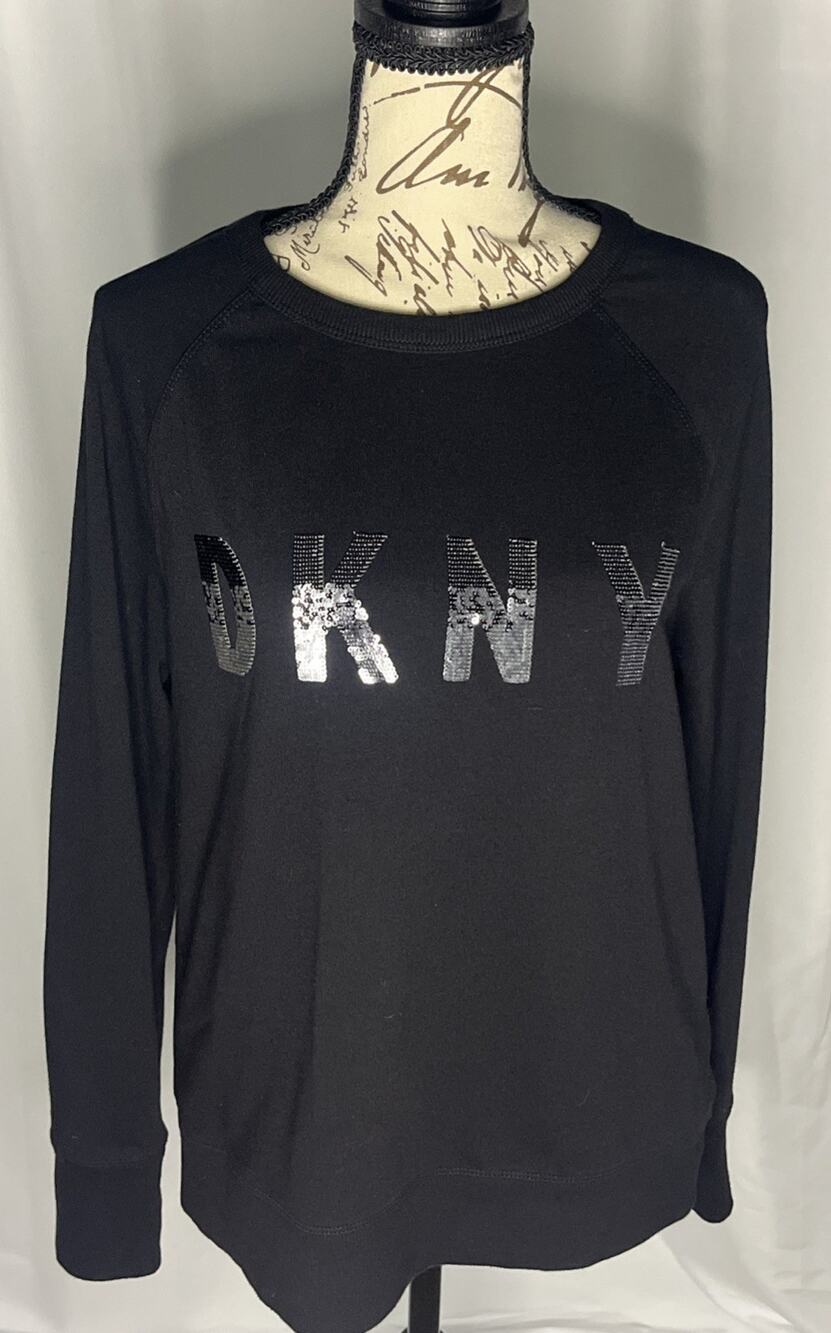 DKNY Jeans Long Sleeved Pullover Sequin Logo Sweatshirt Women’s Small